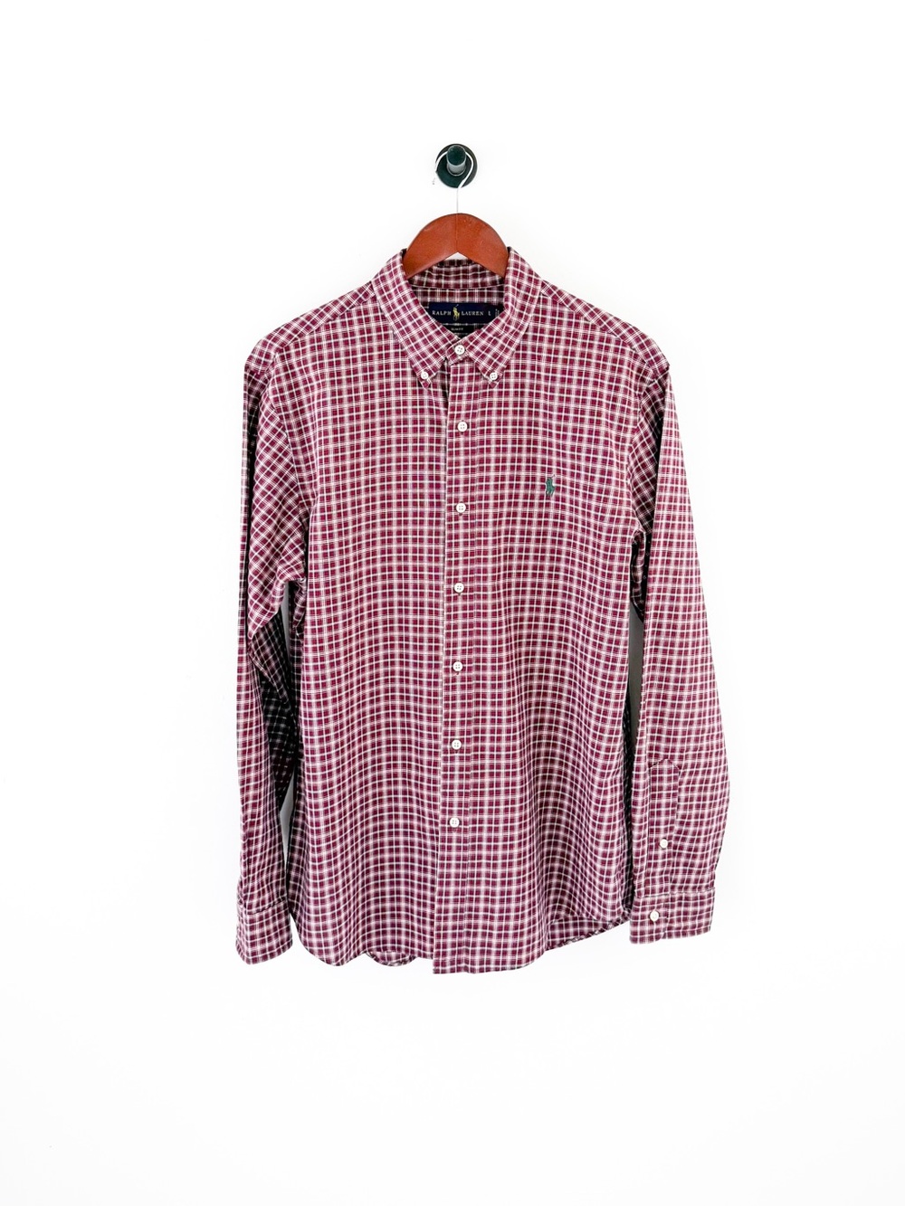 NEW Polo Ralph Lauren Slim Men’s Red Plaid Button-Down Shirt Cotton Twill L - Picture 4 of 12